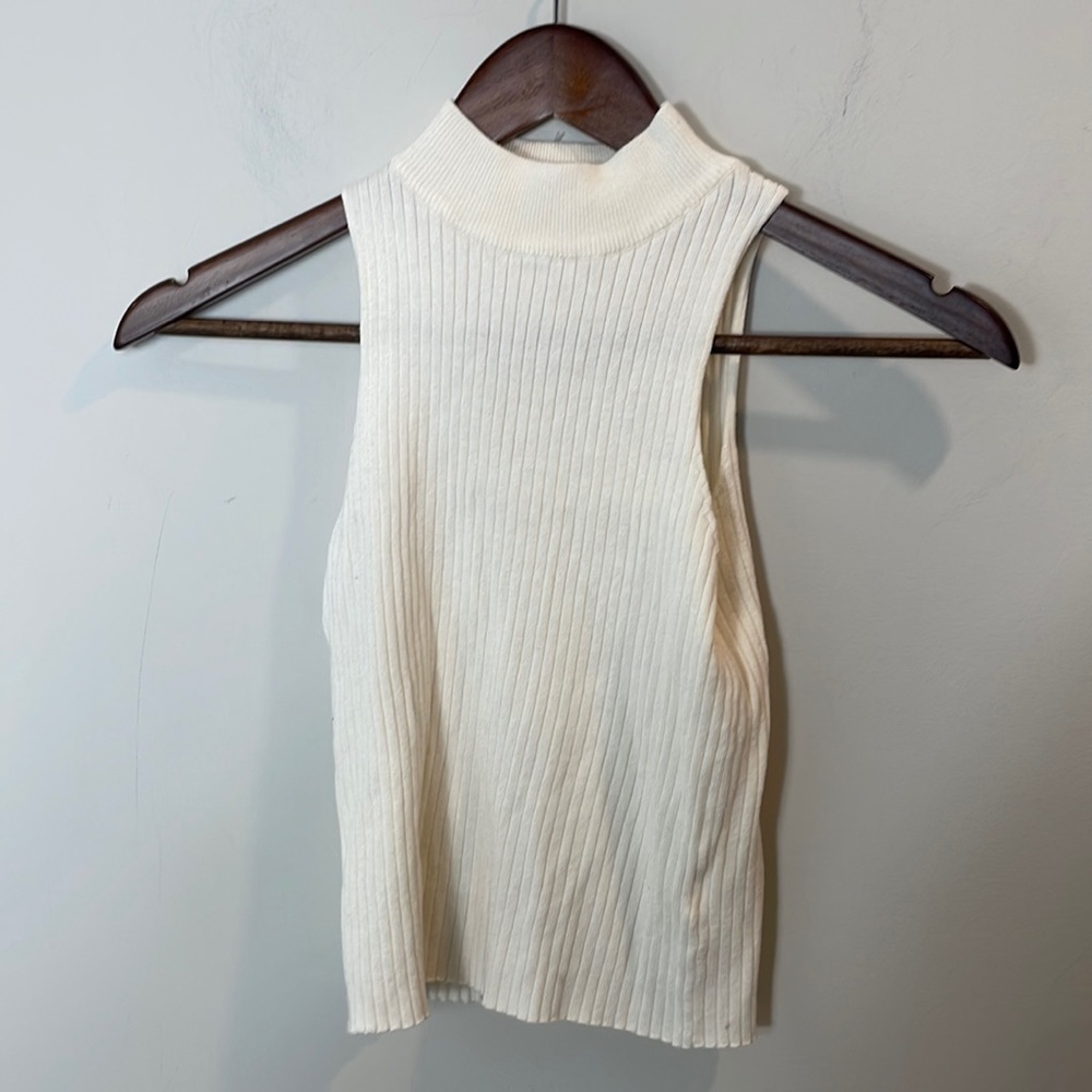 Closet Space mock neck halter top cream colored top women size large